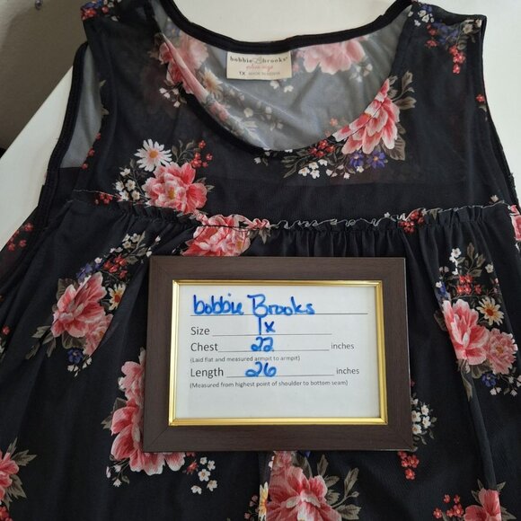 Bobbie‎ Brooks Sleeveless Black Floral Womens Plus 1X Sheer Layers Lightweight - Picture 6 of 7